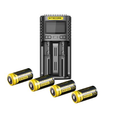 NITECORE UM2 & CR123A (NL166) COMBO 1 X CHARGER, 4X CR123A THERMAL KIT, THUNDER