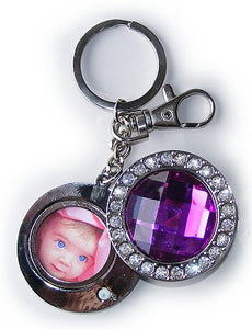 Diamond Studded Purple Key Ring - Photo 30 Mm Diameter